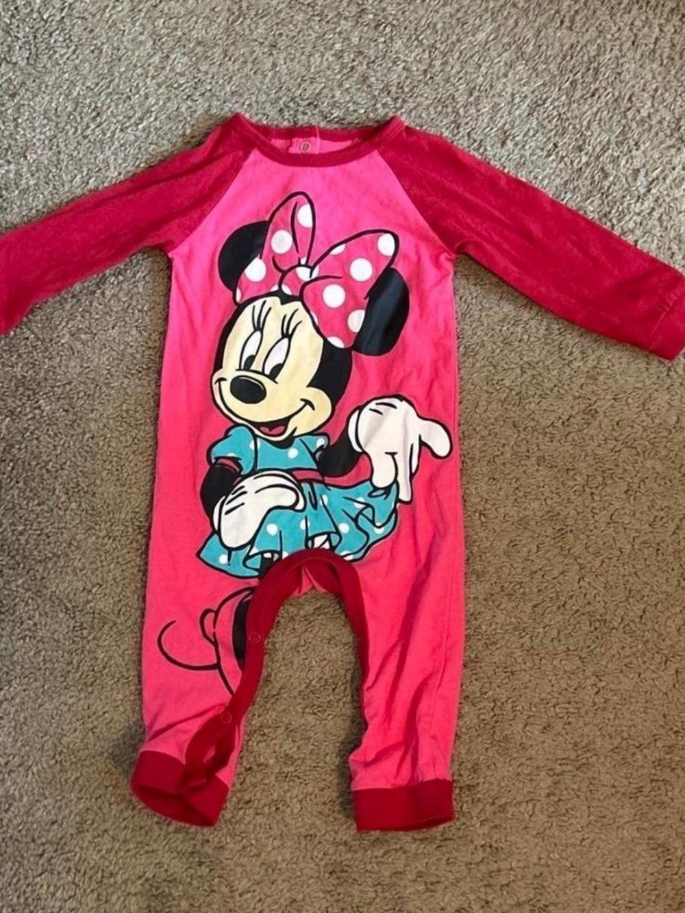 Disney Pink and Red Minnie Mouse Footed One-Piece